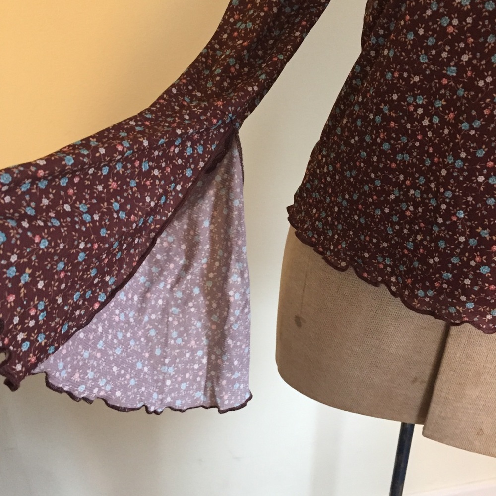 True 90’s Vintage Bell Sleeves Belly Shirt S M - Picture 2 of 8